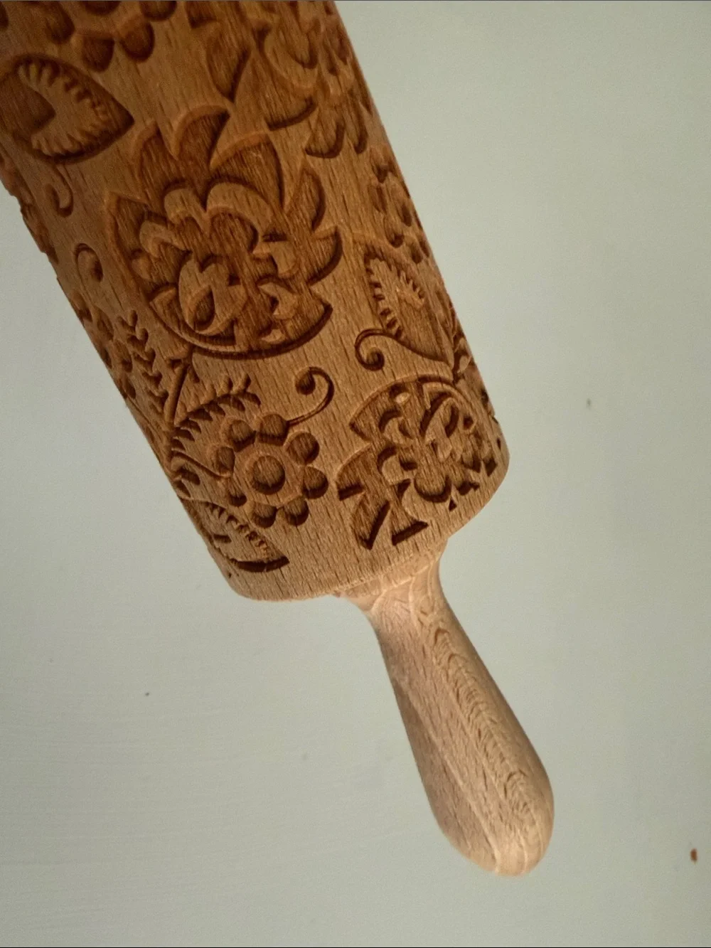 Folk Floral Rolling Pin, Large, 43 cm, Rolling Pin, Embossing Pattern Beetchwood